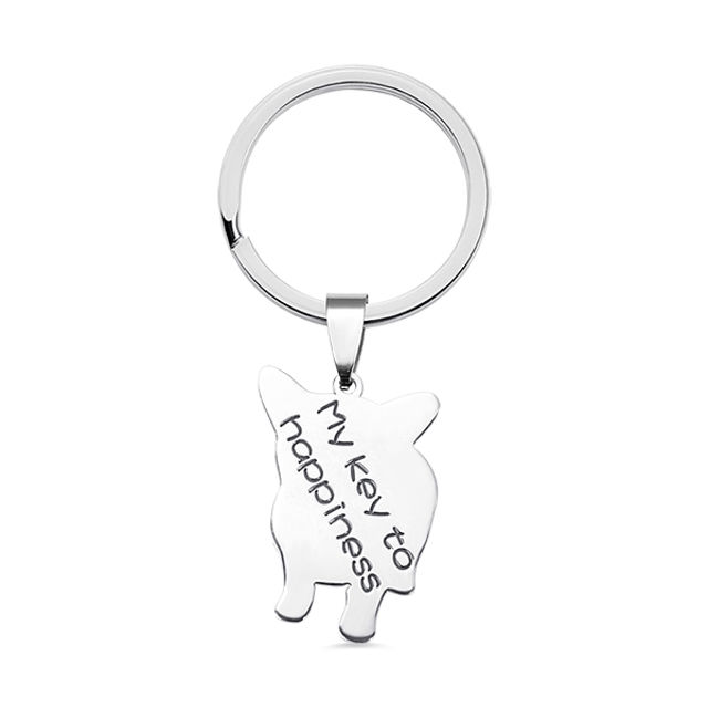 Picture of Engraved Sterling Silver Pet Photo Keychain