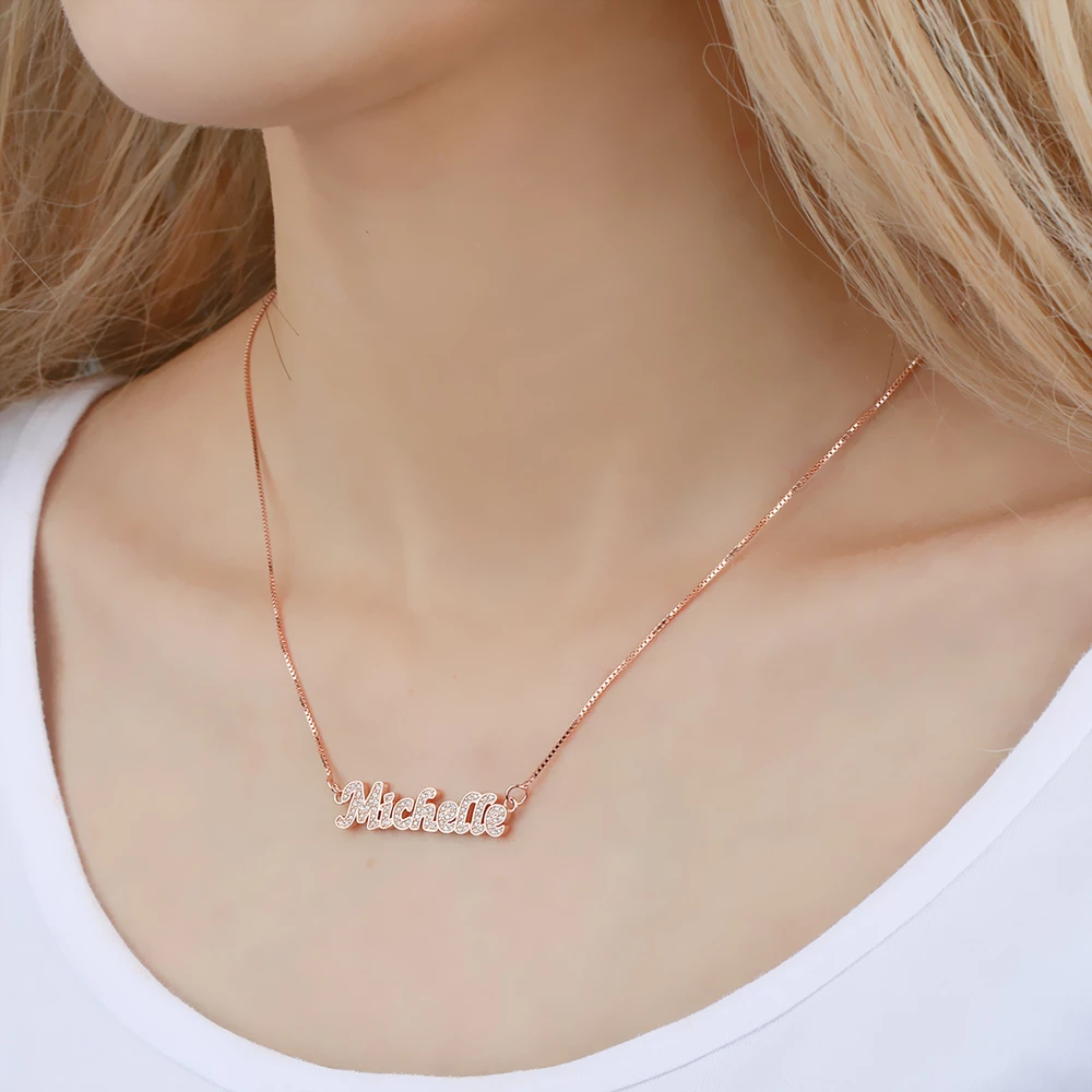 Collar con nombre personalizado con piedra de circón brillante -  Personalized Gifts & Engraved Gifts for Any Occasions from Justyling