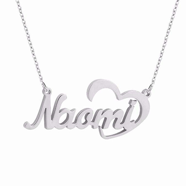 Picture of 925 Sterling Silver Custom Name Necklace with Heart Symbol Any Initial Nickname Necklace