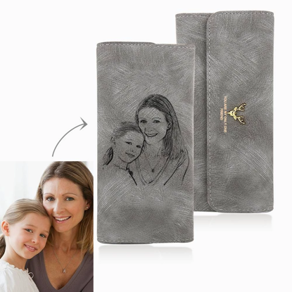 Picture of Women's Photo Engraved Trifold Photo Wallet - Grey