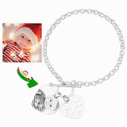 Picture of Women's Photo Engraved Heart Tag Bracelet With Engraving Silver