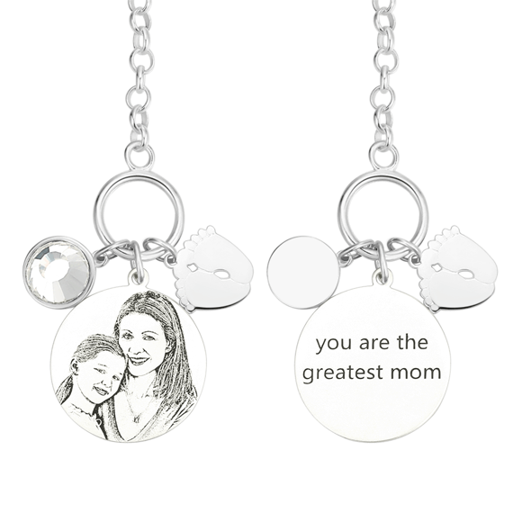 Picture of Women's Photo Engraved Tag Bracelet With Engraving Silver