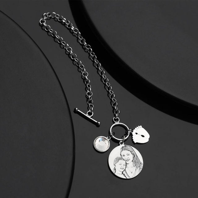 Picture of Women's Photo Engraved Tag Bracelet With Engraving Silver