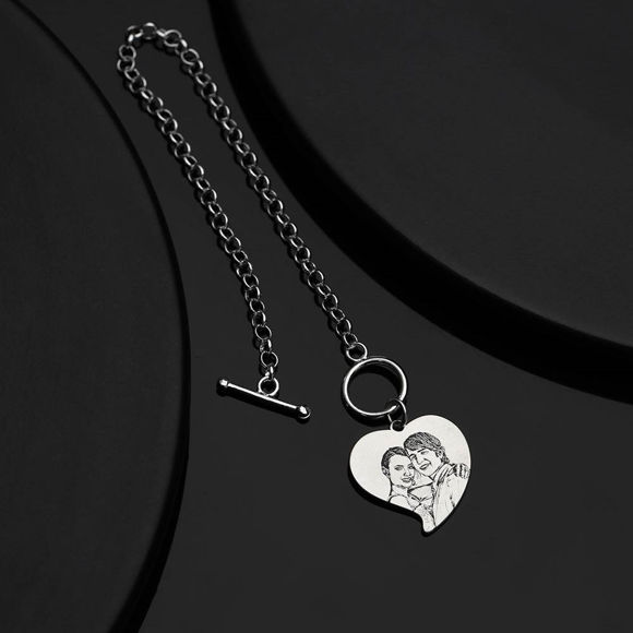 Picture of Women's Heart Photo Engraved Tag Bracelet With Engraving Silver