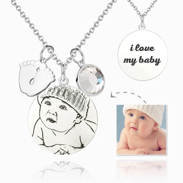 Picture of Photo Engraved Tag Necklace With Engraving Silver