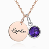 Picture of Personalized Birthstone Coin Tag Initial Necklace With Engraving Silver SKU:NN-NNXLZ015