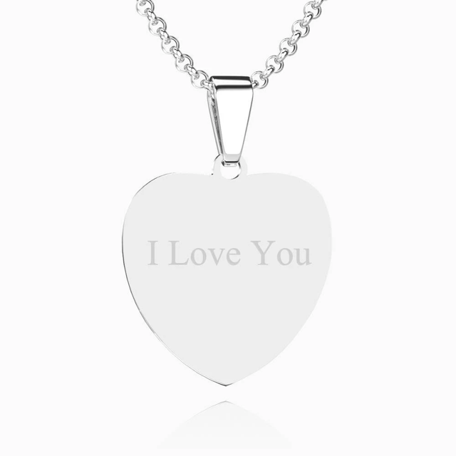 Picture of Stainless Steel Photo Heart Tag Necklace Engraved Pendant