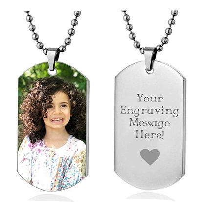 Picture of Personalized Custom Photo High Polished Color Engraved Dog Tag Necklace