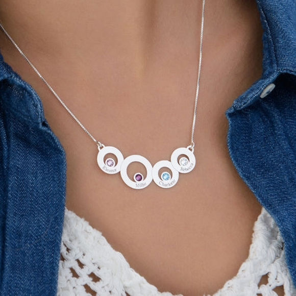 Bild von Gravierte Halskette Connected Circles aus 925er Sterlingsilber
