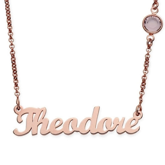 Picture of Name Necklace with One Birthstone on Sale