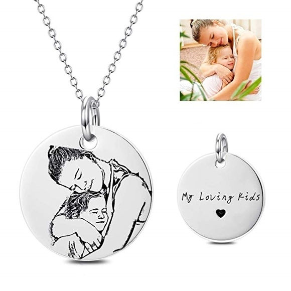 Picture of Personalized Photo Engraved Necklace In 925 Sterling Silver on Sale
