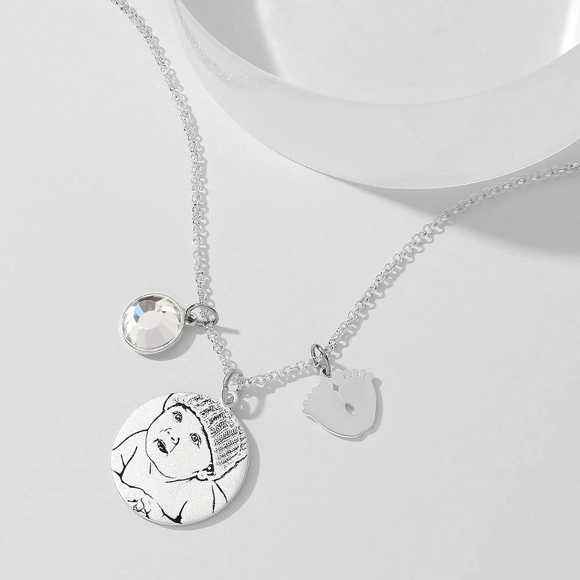 Picture of Photo Engraved Tag Necklace With Engraving Silver on Sale