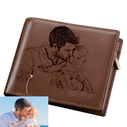 Picture of Custom Photo Men's Trifold Wallet Brown Christmas Gifts