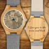 Afbeeldingen van Women's Engraved Bamboo Photo Watch Grey Leather Strap - Customize With Any Photo
