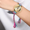 Image de Bracelet de corde de couleur tressée de montre gravée de photo d'or des femmes faites sur commande - personnalisez avec n'importe quelle photo