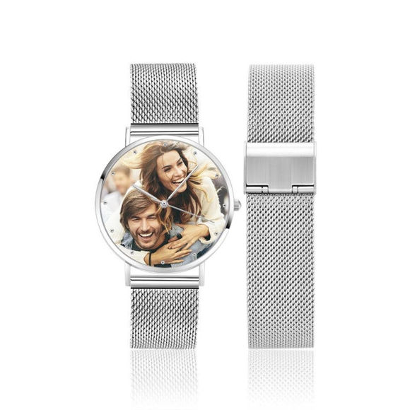 Imagen de Reloj fotográfico personalizado con pulsera de aleación grabada para mujer