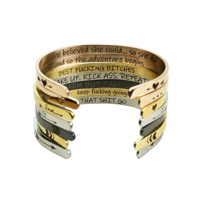 Picture of Multicolor Carbon Steel Bracelet in "Fun Sayings"