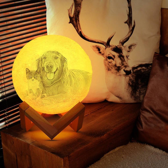 Bild von Magic 3D personalisierte Foto-Mondlampe mit Touch-Steuerung für Haustiere (10cm-20cm)