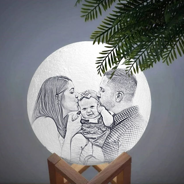 Picture of Magic 3D Personalized Photo Moon Lamp with Touch Control for Family (10cm-20cm)