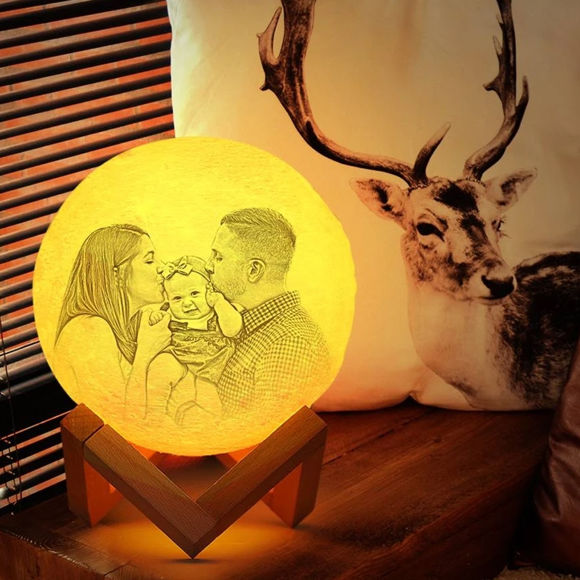 Image de Lampe de lune photo personnalisée Magic 3D avec commande tactile pour la famille (10cm-20cm)