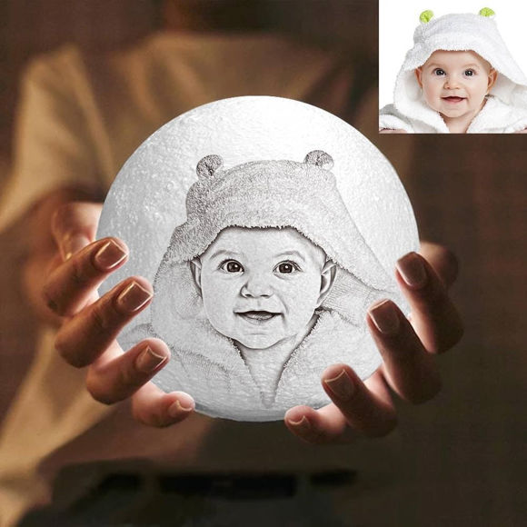 Bild von Magic 3D personalisierte Fotomondlampe mit Touch Control für Baby (10cm-20cm)