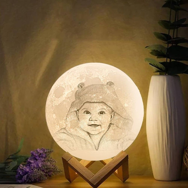 Picture of Magic 3D Personalized Photo Moon Lamp with Touch Control for Baby (10cm-20cm)