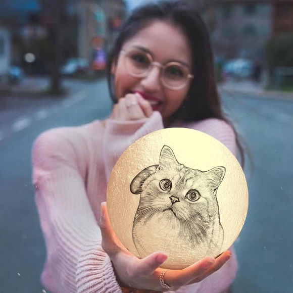 Picture of Magic 3D Personalized Photo Moon Lamp with Touch Control for Lovely Pets (10cm-20cm)