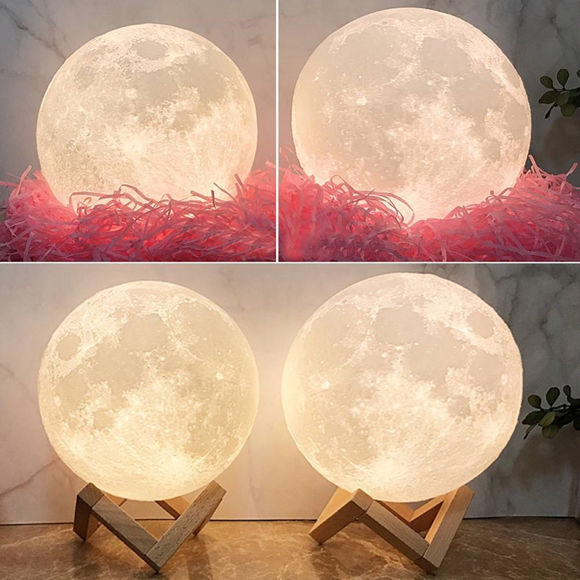 Imagen de Lámpara de luna con foto personalizada Magic 3D con control táctil para mascotas encantadoras (10cm-20cm)