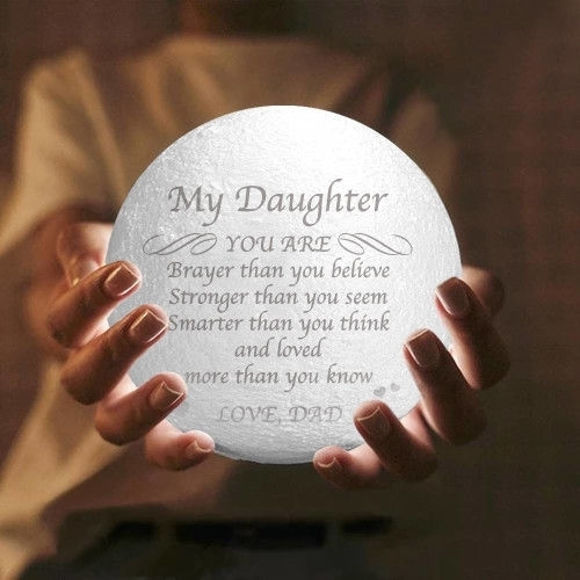 Picture of Personalized 3D Moon Lamp with Touch Control Touching Words (10cm-20cm)