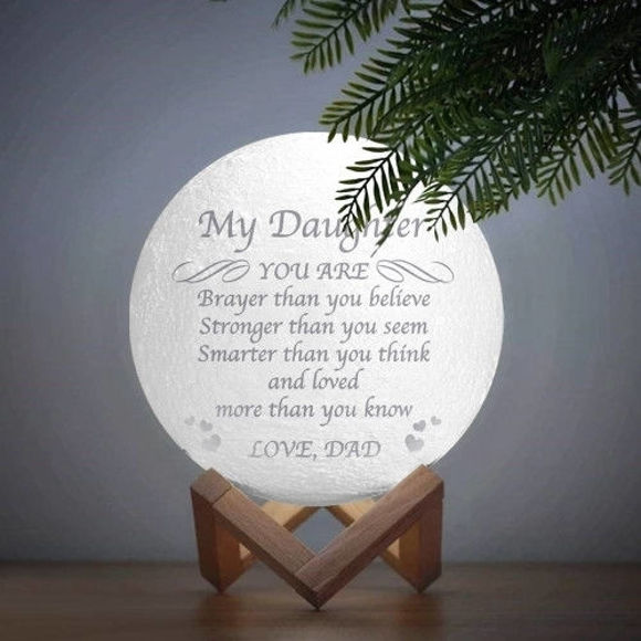 Picture of Personalized 3D Moon Lamp with Touch Control Touching Words (10cm-20cm)