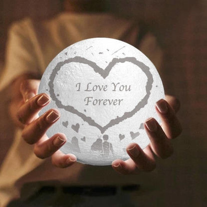 Picture of Personalized 3D Moon Lamp with Touch Control Big Heart Shape (10cm-20cm)