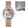 Bild von Benutzerdefinierte Frauen gravierte Rose Gold Armband Foto Uhr