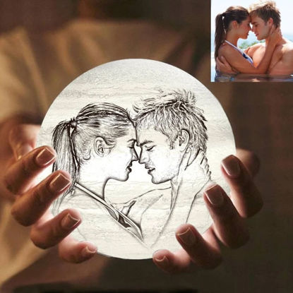 Picture of Magic 3D Personalized Photo Moon Lamp with Touch Control for Loving Couples (10cm-20cm)