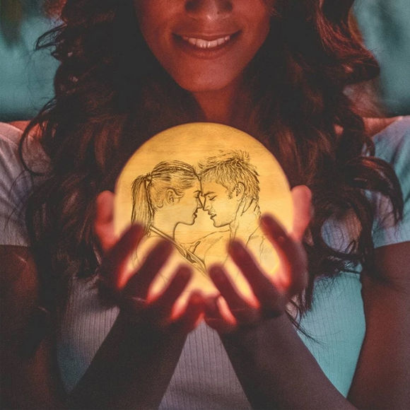 Imagen de Lámpara de luna con foto personalizada Magic 3D con control táctil para parejas amorosas (10cm-20cm)