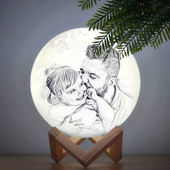 Imagen de Lámpara de luna con foto personalizada 3D mágica con control táctil para padre (10cm-20cm)