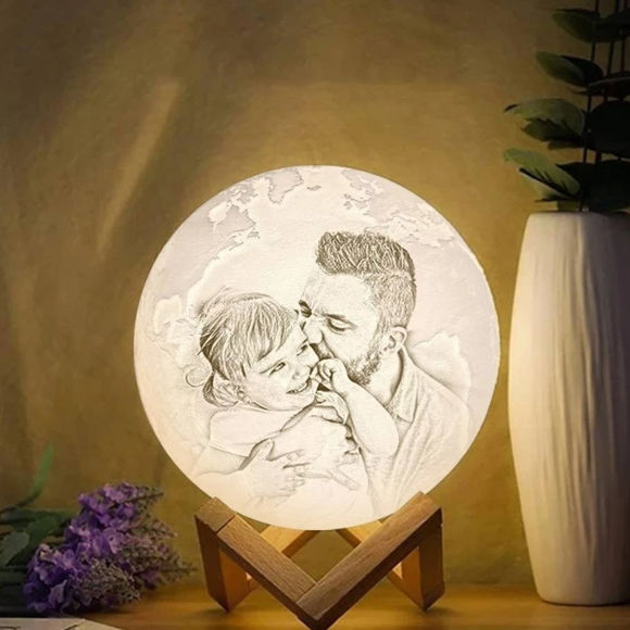 Picture of Magic 3D Personalized Photo Moon Lamp with Touch Control for Father (10cm-20cm)