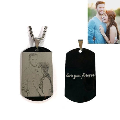 Picture of Personalized Titanium Steel Engraved Photo Necklace in Stainless Steel