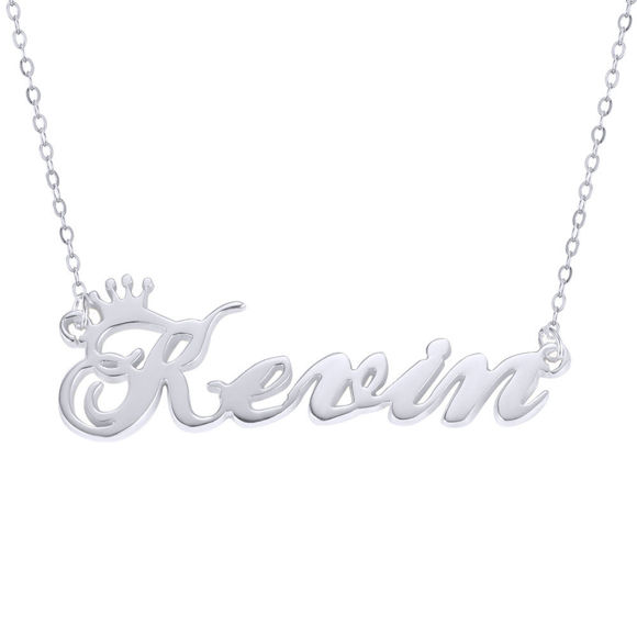 Bild von Kundenspezifische Krone Name Halskette in 925 Sterling Silber