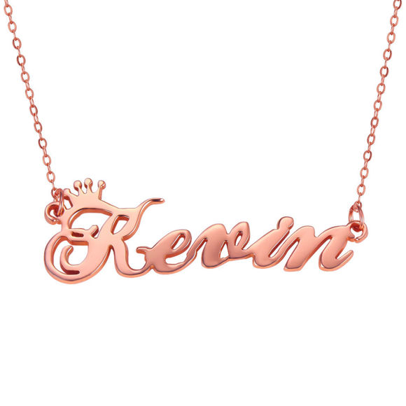 Picture of Custom Crown  Name Necklace in 925 Sterling Silver