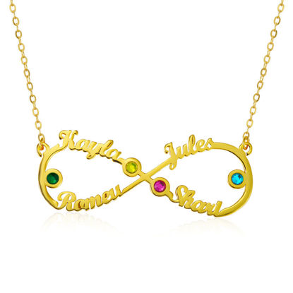Imagen de Collar Infinity personalizado de 4 nombres con piedras natales