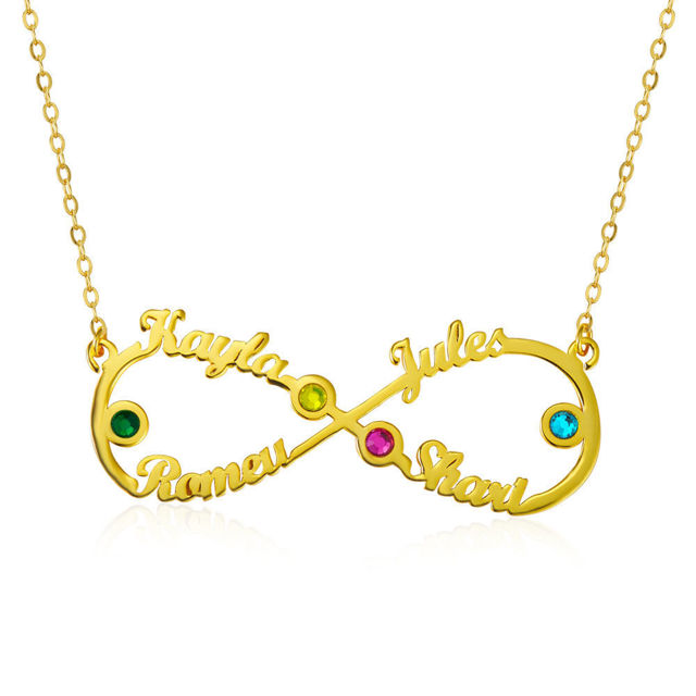 Picture of Personalized Infinity 4-Name Necklace With Birthstones