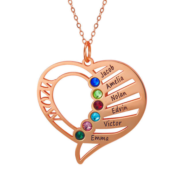 Picture of Engraved Family Members Birthstone Necklace in 925 Sterling Silver