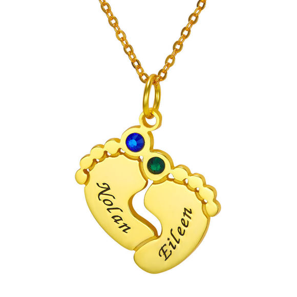 Picture of Personalized Baby Feet Necklace with Birthstones