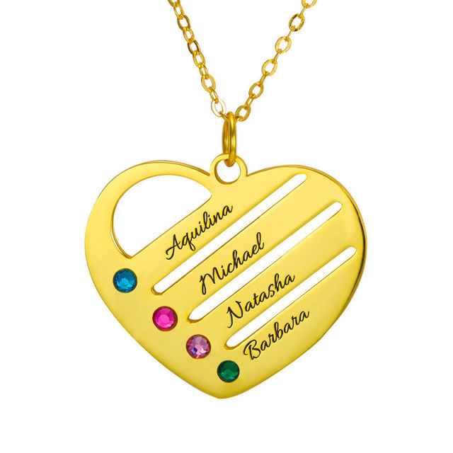 Picture of Engraved Heart Birthstone Family Name Necklace
