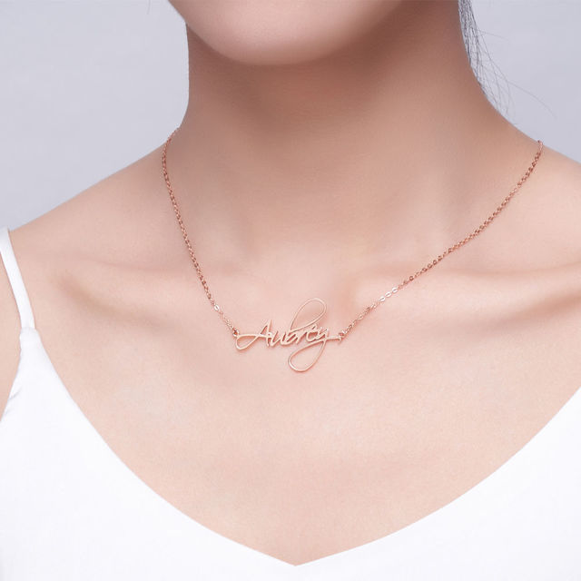 Picture of Personalized Script Style Name Necklace in 925 Sterling Silver