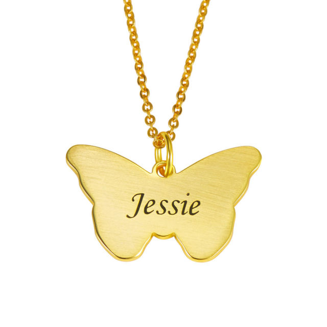 Picture of Butterfly Pendant Engraved Name Necklace in 925 Sterling Silver