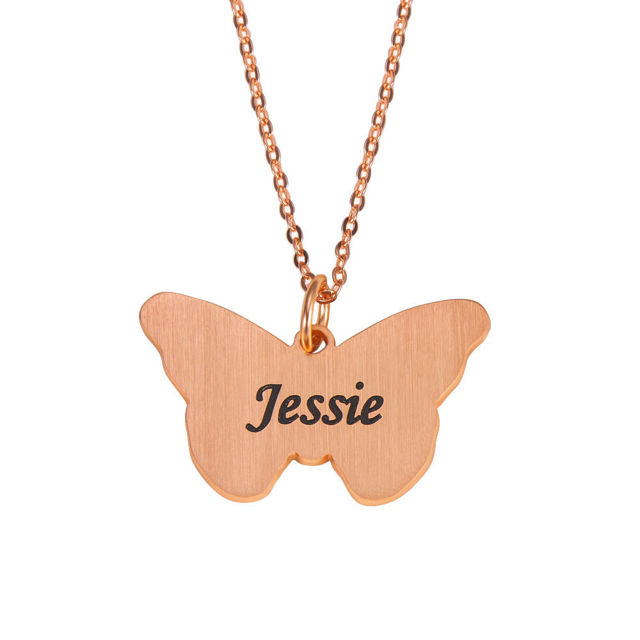 Picture of Butterfly Pendant Engraved Name Necklace in 925 Sterling Silver