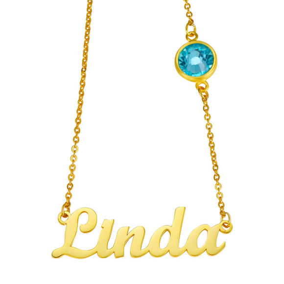 Picture of Name Necklace with One Birthstone