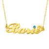 Picture of 925 Sterling Silver Carrie Nameplate Necklace with Birthstone