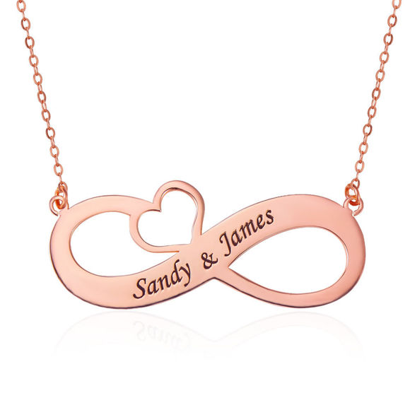 Picture of Engraved Infinity Necklace with Cut Out Heart in 925 Sterling Silver